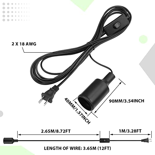 10 пакувања виси лесен кабел за лесен кабел со прекинувач за светлосен приклучок за лампи за ламби за ламби за ламба за сијалица за сијалица за E26 E27