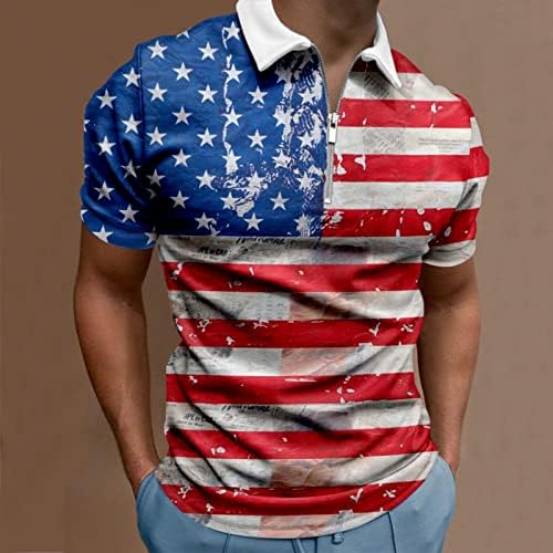 Машко американско знаме Поло кошули на 4-ти јули Патриотски маици летни обични гроздобер кратки ракави голф поло