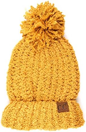 C.C Зимска капа кабел плетена голема мека пом пом -шапка