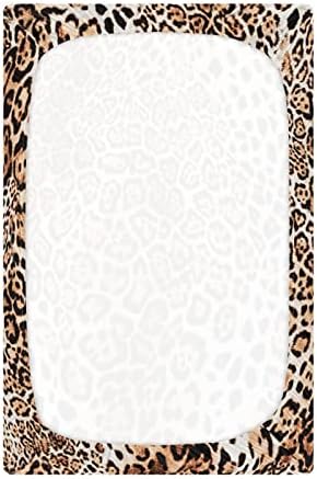 Алаза Cheetah Леопард печати животни апстрактни чаршафи за креветчиња опремени листови за бебиња за момчиња Девојче за девојчиња, стандардна