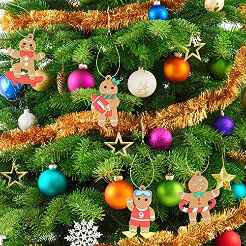 Kinbom 12 парчиња украси од елминг од джинджифилова, прекрасна привлечна маж од ѓумбир, Божиќни украси за украси што висат на елката
