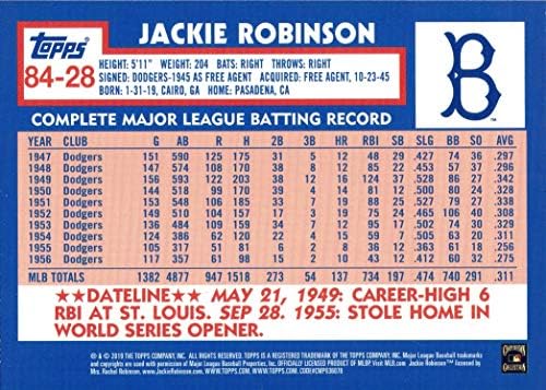 2019 година Ажурирање на Топс 1984 година Топс #84-28 Бејзбол картичка Jackеки Робинсон