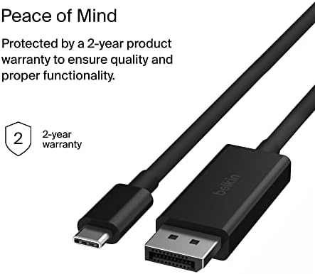 БЕЛКИН USB Тип Ц До DisplayPort 1.4 Кабел 6.6 ft/2m, 32.4 Gbps, 8K@60Hz ИЛИ 4K@144HZ, СО HBR3, DSC, HDCP 2.2, DP Alt Режим, Компатибилен Наназад,