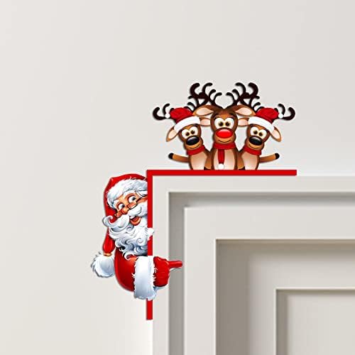 Блиско време 1 парчиња Санта Клау Божиќна врата Аголна декорација DIY зашиени креативци домашни украси домови декор смешни на мојата
