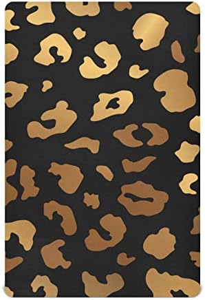 Алаза бронзена леопард печати за печатење на гепарами со креветчиња за креветчиња опремени за момчиња за момчиња за девојчиња, стандардна