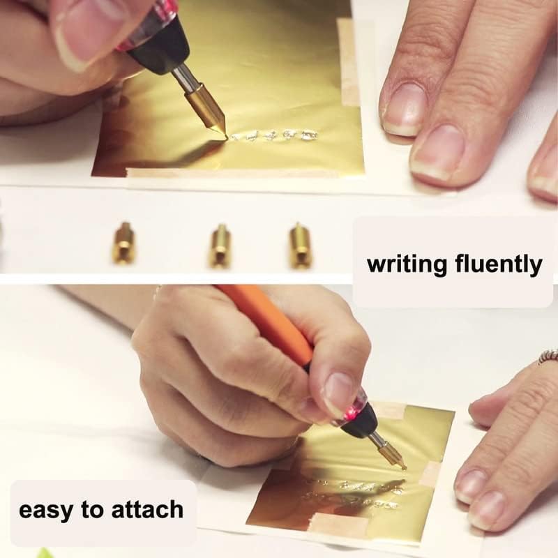 Алатка за печат на кожни хартии од фолија сет лого за брендирање на фолија пенкало DIY кожа занает електричен железо 4 парчиња пенкало глави дрво -