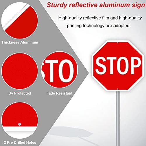 Вајдер 12 x 12 во Stop Sign Street Slownering Рефлексивни знаци Октагон Слободен алуминиумски знак водоотпорен и УВ заштитен