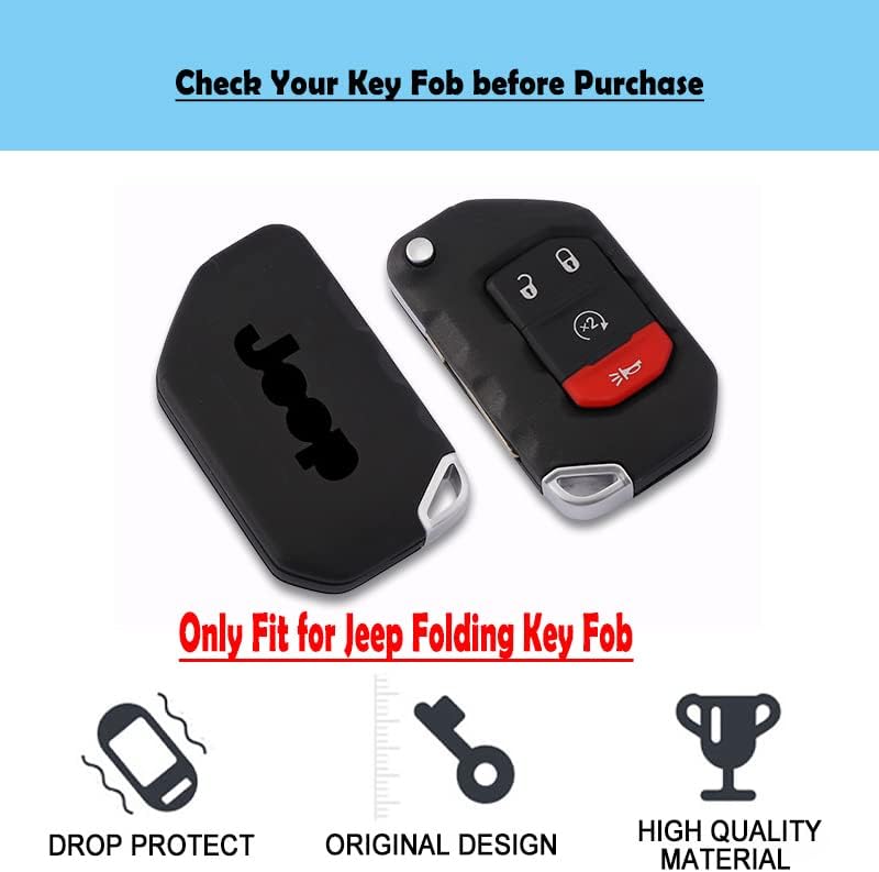 K Lakey Jeep Wrangler Преклопување на клучот FOB Cover, компатибилен со Jeep Wrangler JL Rubicon Gladiator JT Sahara Key FOB