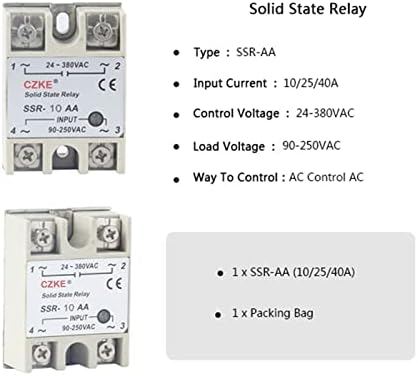 Mopz Solid State Relay SSR 10AA 25AA 40AA AC Контрола AC бела школка Едно фаза без влез на пластично покритие AC 90-250V