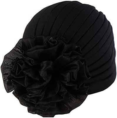 Хемо турбански капи за жени - Свилен цвет од руфли, пред врзани капачиња за гравчиња за рак на коса од карцином