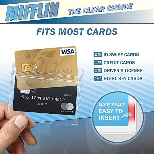 Хоризонтална лична карта на Mifflin-USA Horiontal ID, држач за водоотпорни и ревидливи пластични картички