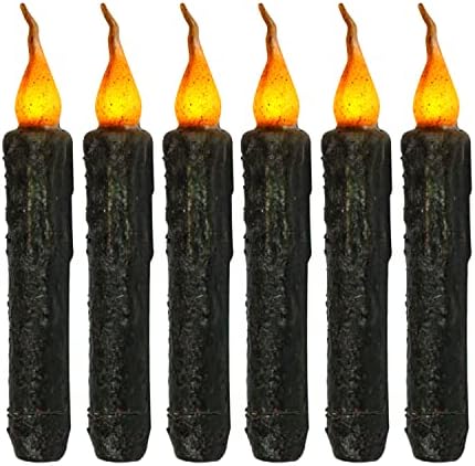 Aulaygo taper примитивни свеќи 6 парчиња вистинска восочна рака натопена батерија оперирани безгрешни свеќи за Божиќ за Ноќта на вештерките