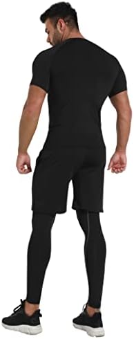 Buyjya 5pcs машки компресивни панталони кошула врвна долга јакна со долг ракав Атлетски комплети салата облека машка тренингот на Денот