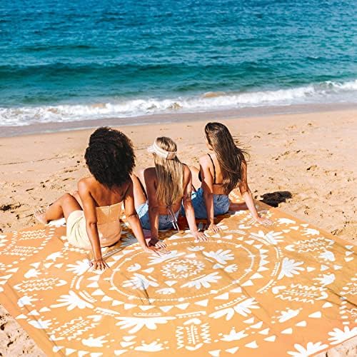 78 '' '× 86' 'Големо ќебе за плажа на плажа за 1-4 возрасни, водоотпорни виткани пикник ќебиња со 4 влогови и 4 џебови од агол, полиестер
