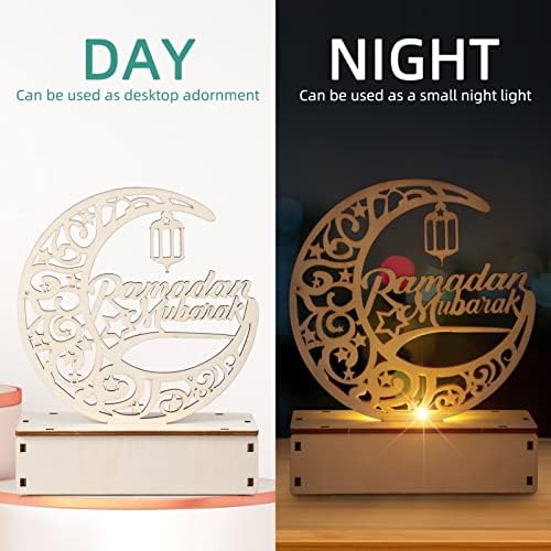 Осалади 4 поставува Рамазан Ајд Мубарак украси, дрвени месечини ноќни светла, предводени од светла на лабари, таблети за еид украси за свадба