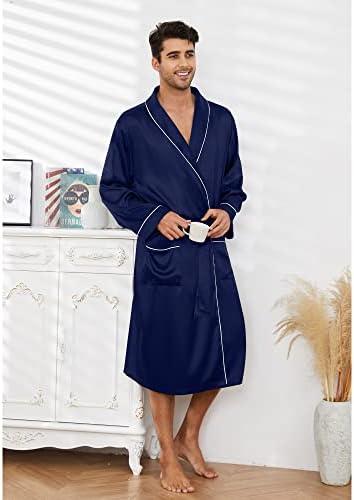 Машка сатенска облека од вулканодон лесна, машка луксузна свила кимоно бањарка