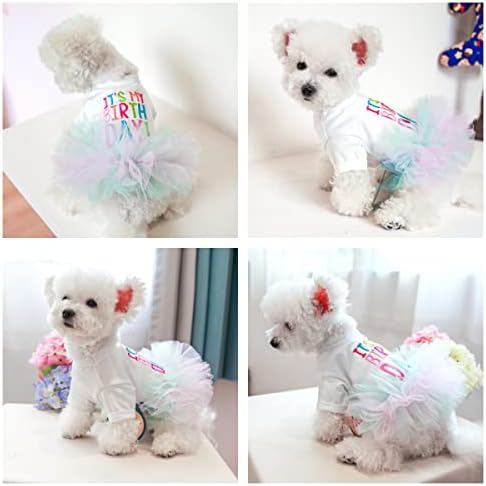 Роденденска облека со кучиња туту облека за кучиња за мали кучиња девојче Чивахуа Јорк, облека за роденденска забава