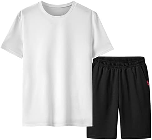 ZyzMH летен спортски костум за брзо сушење на спортска облека со кратки ракави со кратки ракави, случајни плус големина машка двојна костум