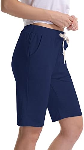 Suttersенски Бермуда шорцеви летни шорцеви за жени кои влегуваат долги шорцеви со високи половини, памучни шорцеви памучни атлетски шорцеви