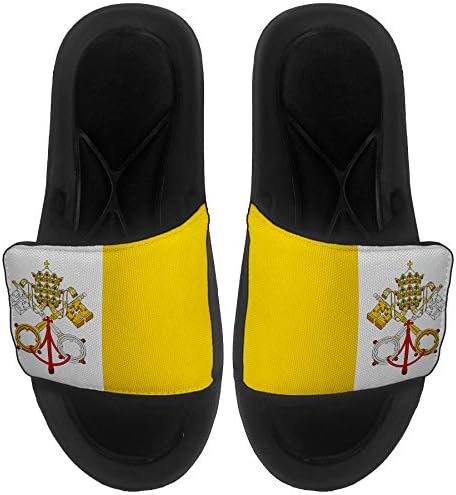 ExpressItbest Pushioned Slide -On сандали/слајдови за мажи, жени и млади - знаме на градот Ватикан - знаме на градот Ватикан