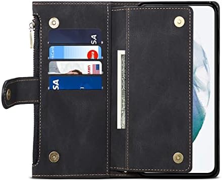 Телефонски куќиште за покривање на паричникот Компатибилен со Samsung Galaxy S23 Plus, патент кутија со RFID блокиран држач за држач за држач за магнетни чанти и каиш F
