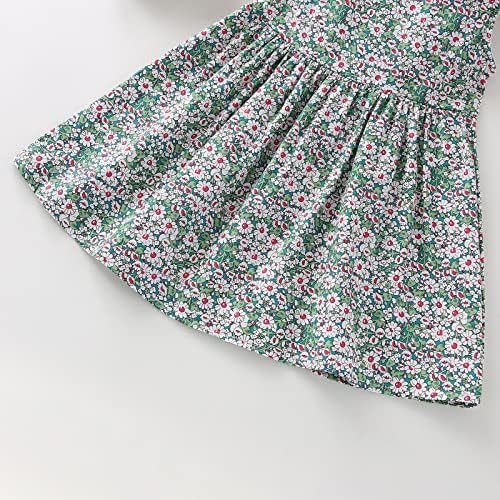 Девојки од винукер Девојки летни цветни фустани без ракави со ракавици Питер Пан јака обичен фустан Поло фустан