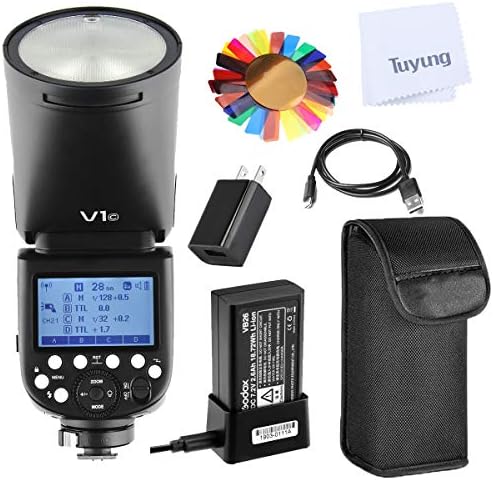 Годокс V1S 76Ws 2.4 G TTL На Камерата Тркалезна Камера Flash Speedlight Компатибилен За Sony Камера, 5600 q 200k, 480 Снимки Со Целосна Моќност,