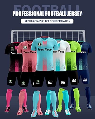 Vipoko прилагодени фудбалски дресови шорцеви Персонализирани печатено име на броеви, v-врат Униформа за кратки ракави за мажи/момче