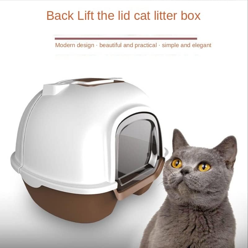 Wyfdp Пренослива Кутија За Отпадоци За Мачки Целосно Затворена Тоалет За Мачки Со Превртување На Грбот Со Лопата Отпорна На Прскање Обука