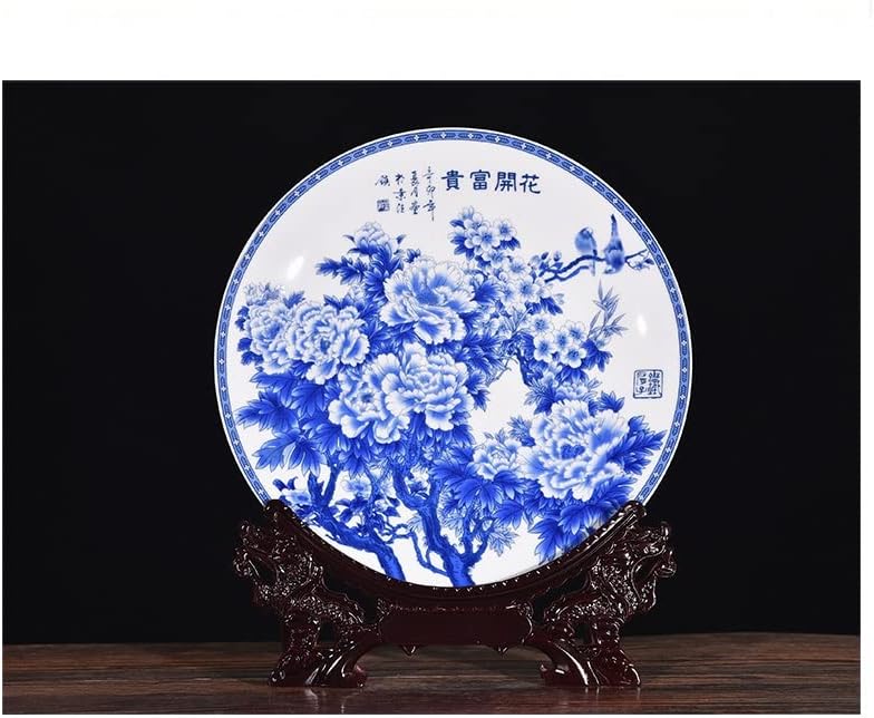 Czdyuf Home Decor urker керамичка украсна плоча кинеска сина и бела цвеќиња за украсување плоча за поставување .ид