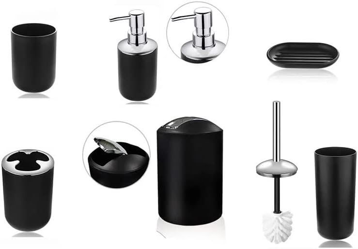 Додатоци за бања BBSJ 6PCS Поставете држач за четкичка за заби чаша сапун за диспензерот сад тоалет за четка за четки за пластична алатка за миење садови за чаши