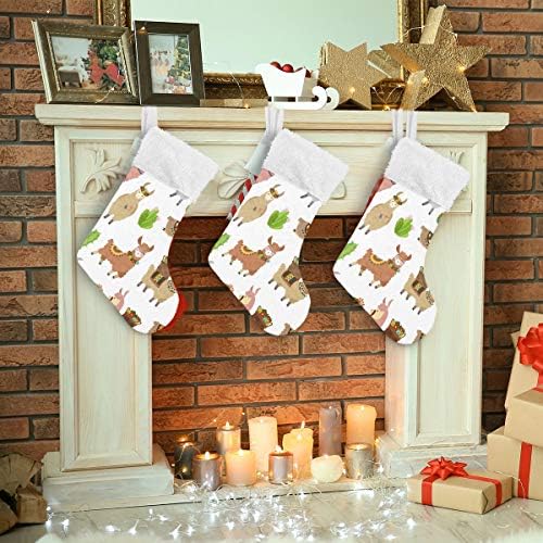 Алаза Божиќни чорапи Бебе ламами слатки алпака и кактуси класични персонализирани големи декорации за порибување за семејни празнични сезони за забави за забави 1