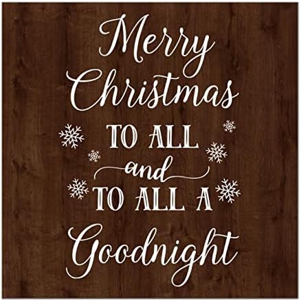 Hahciioo Christmas Sign Merry Christmas на сите и на сите добра ноќ дрво знаци дома украс фарма куќа знак рустикален за спална соба тремот wallидна уметност декор 16x16