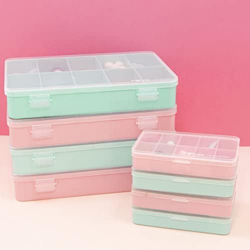 CrafteLier - Mini Organizer Box со 10 оддели за материјали за книги за книги: Транспарентни и розови - димензии…