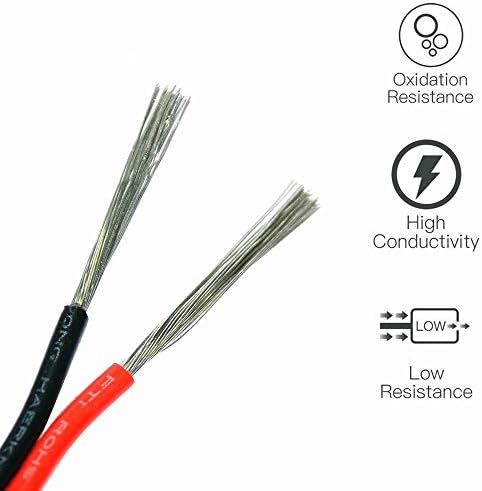 Seapon LED лента со лента со лента за лесна жица за продолжување на кабел за 3528 5050 5630 Светло за едно јаже, 66ft 22gauge 2pin жици за лента