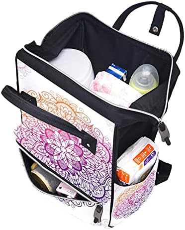 Мандала бохо Индиски ретро флорали торба за пелена ранец бебе бебе, менување торби со повеќе функции со голем капацитет торба за патувања со голем капацитет