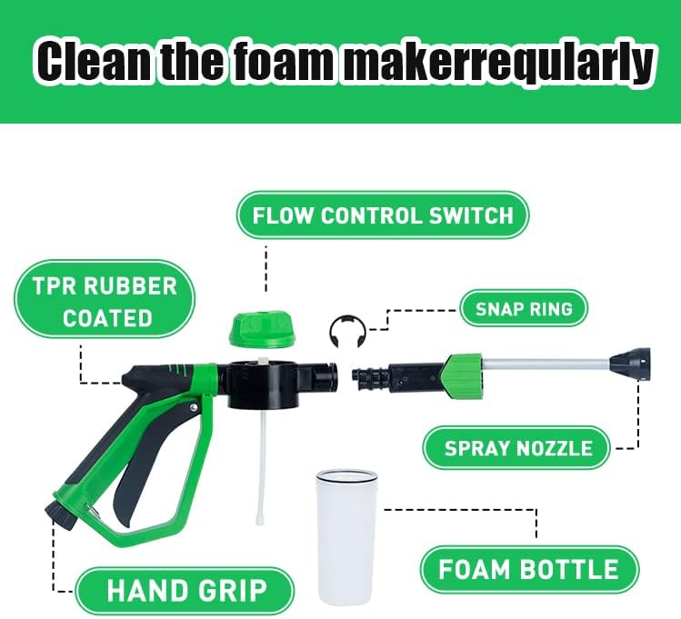 Пиштол ЗА Пена ЗА Миење Автомобили ДЕВИНЕР, Сапун За Снег Брзо Ослободување Топови За Распрскувач На Градинарски Црева Со 4 Адаптер,
