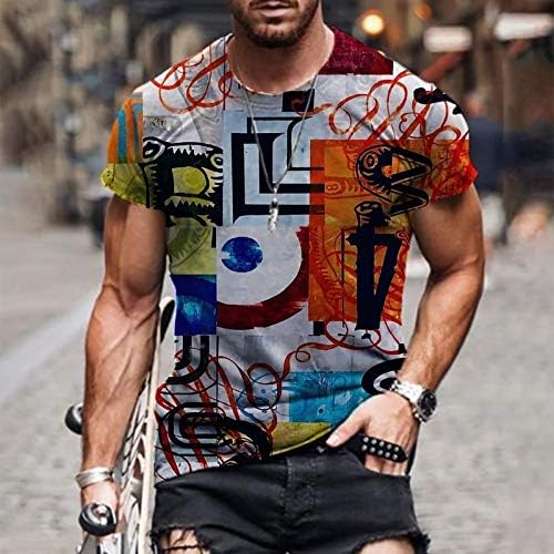 HDDK MENS војник со кратки ракави маици улица 3Д графички печати маица летен екипаж врат атлетски мускулен мускул лежечки врвови на врвови