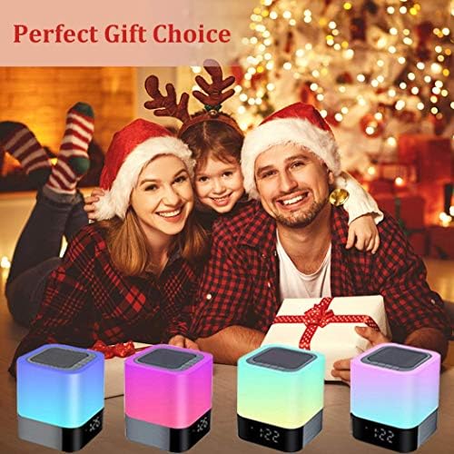 Wamgra Night Light Bluetooth звучник, алармен часовник Bluetooth звучник на допир Сензор за допир во кревет за ламба MP3 плеер, затемнет 48 LED LED боја Промена на кревет за кревет за спалн