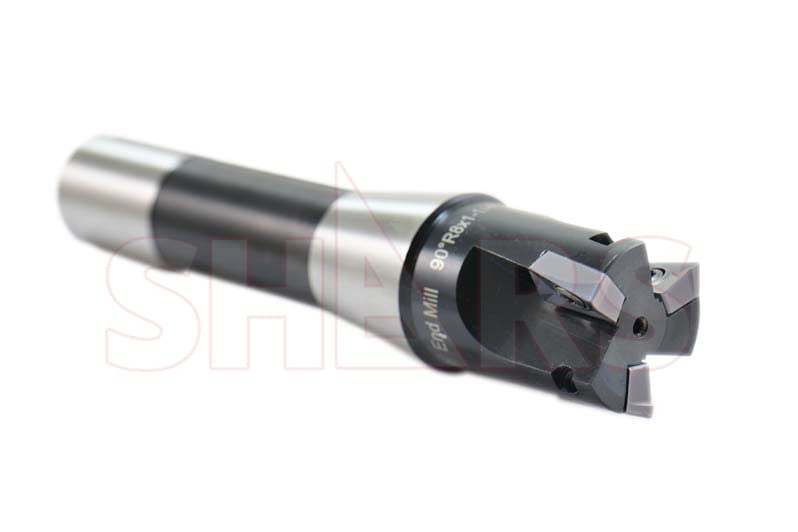 Sharces 1-1/4 90 степени R8 Shank Indexable End Mill со 3 парчиња APKT1604 Carbide Insert P [