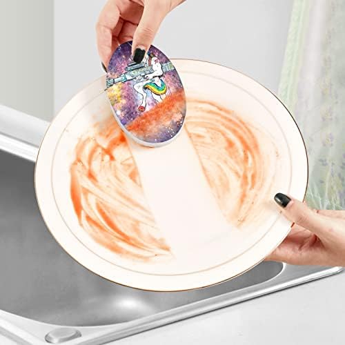 Алаза Еднорог коњски галаксија ryвезден смешен природен сунѓер кујнски целулоза сунѓери за миење садови за миење бања и чистење на домаќинства, не-крик и еко пријат
