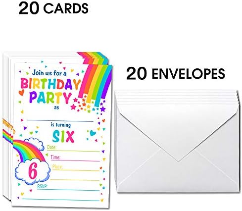 укебобо Виножито Покани За Среќен Роденден За Забава на 6-ти Роденден На Детето-Шарена Покана Со Пликови за Деца Забава на 6-Ти Роденден-20 Картички Со Пликови