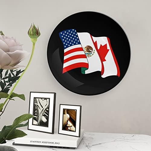 Американско Мексиканско Канадско Знаме Коска Кина Декоративна Плоча Керамички Плочи Занает Со Штанд За Прикажување За Декорација На