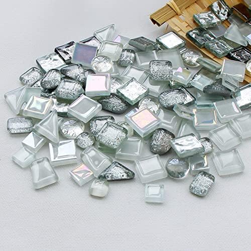 1,1lb мешана боја Неправилна кристална мозаична стаклена плочки за занаети, рефус разновидни форми мали мозаични стаклени парчиња
