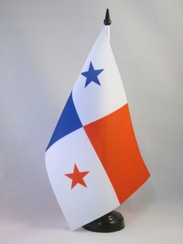 Знаме На Табелата Аз ПАНАМА знаме 5 х 8 - Панамско Биро знаме 21 х 14 см-Црн Пластичен Стап И Основа