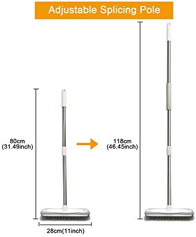Izsohhome Push Mool, четка за метла од када, метли за чистење туш, внатрешен двор, кујна, инјекциска смеса и гаража, четка за чистење на отворено, прилагодлива не'рѓосувачка ч?