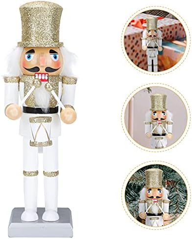 Абоофан 1 парчиња војник од оревчери за украсување дрвена кукла куклена кукла занает Божиќ декор бел за Божиќ домашен декор