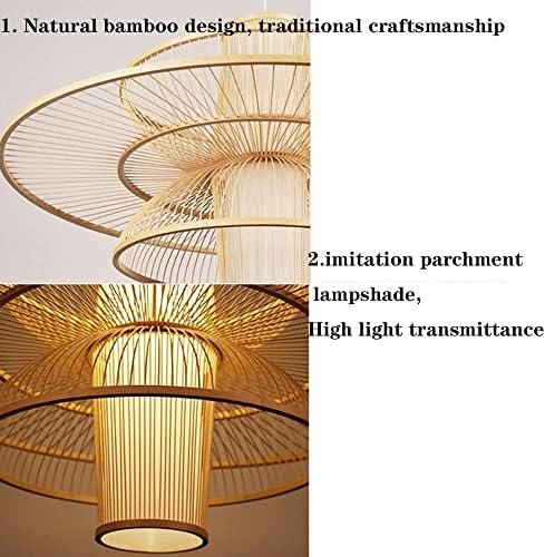 Рустикален бамбус приврзок светло, рачно изработен ткаен лустер, тркалезна шуплива висечка светлина, црни тавански светлосни тела