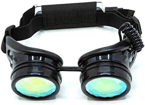 GLOFX PIXEL PRO KALEIDOSCOPE Очила [350+ епски режими] - Програмабилно пополнување на осветлување на ЕДМ Фестивалот Rave Party Farts Sunsses Gllow LED очила
