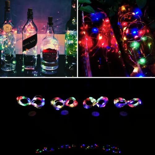 Светла за шише со вино - 6,6ft 20 LED плутачки светла за шишиња со вино - 30 дополнителни батерии Вино шише самовила со сила за божиќна